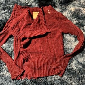 Hollister Deep Red Cowl Neck Sweater